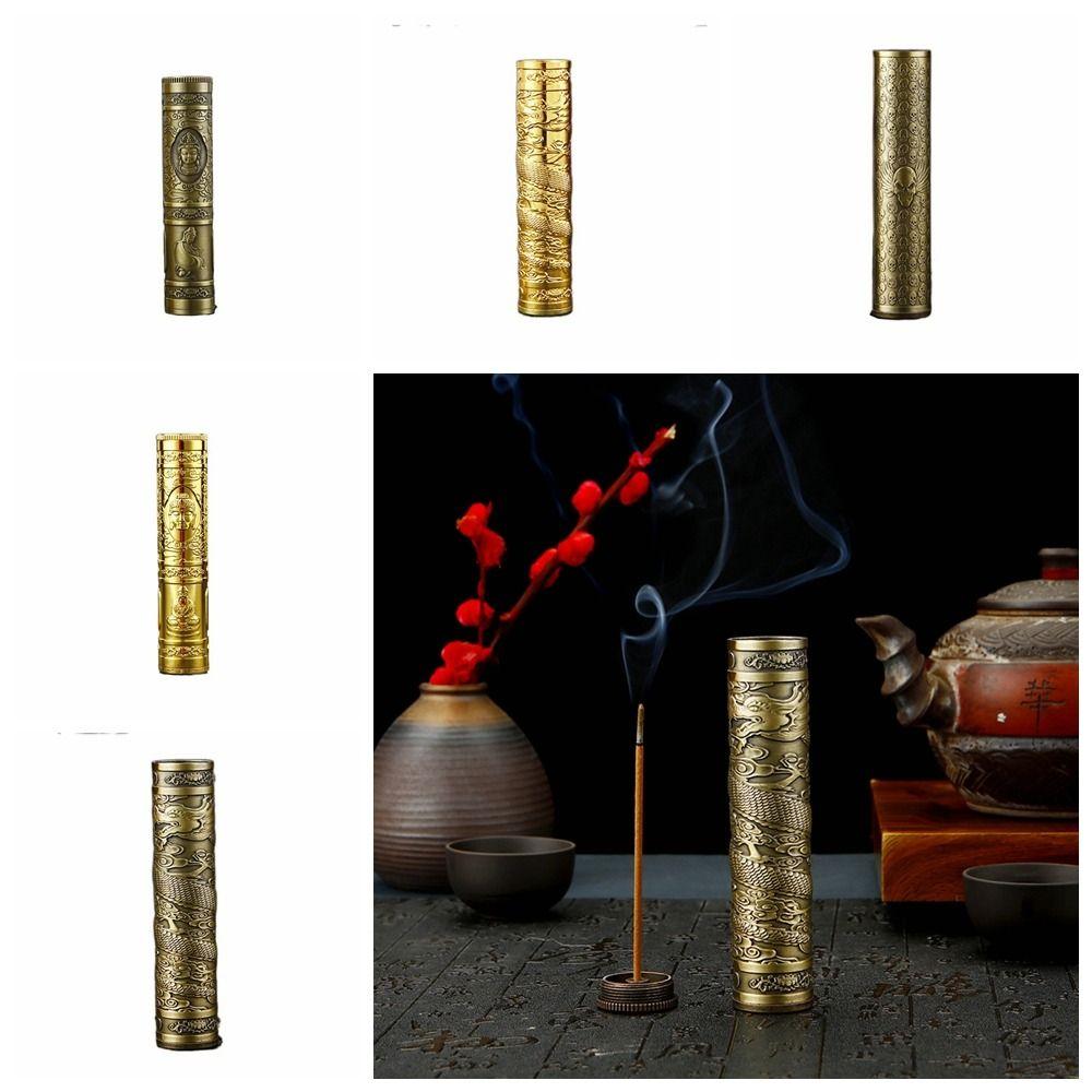 Chinese Dragon Buddha Incense Box Skull Sealed Cigarette Box Relief Incense Barrel  Home Decor