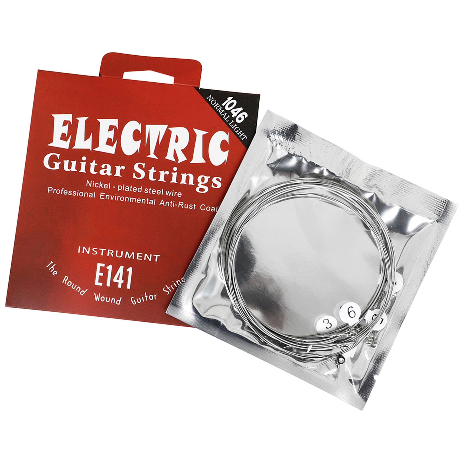 

6 шт. струн для электрогитары с сердечником из высокоуглеродистой стали, 0,010–0,046 струны для гитары, блестящие струны с высоким качеством звука