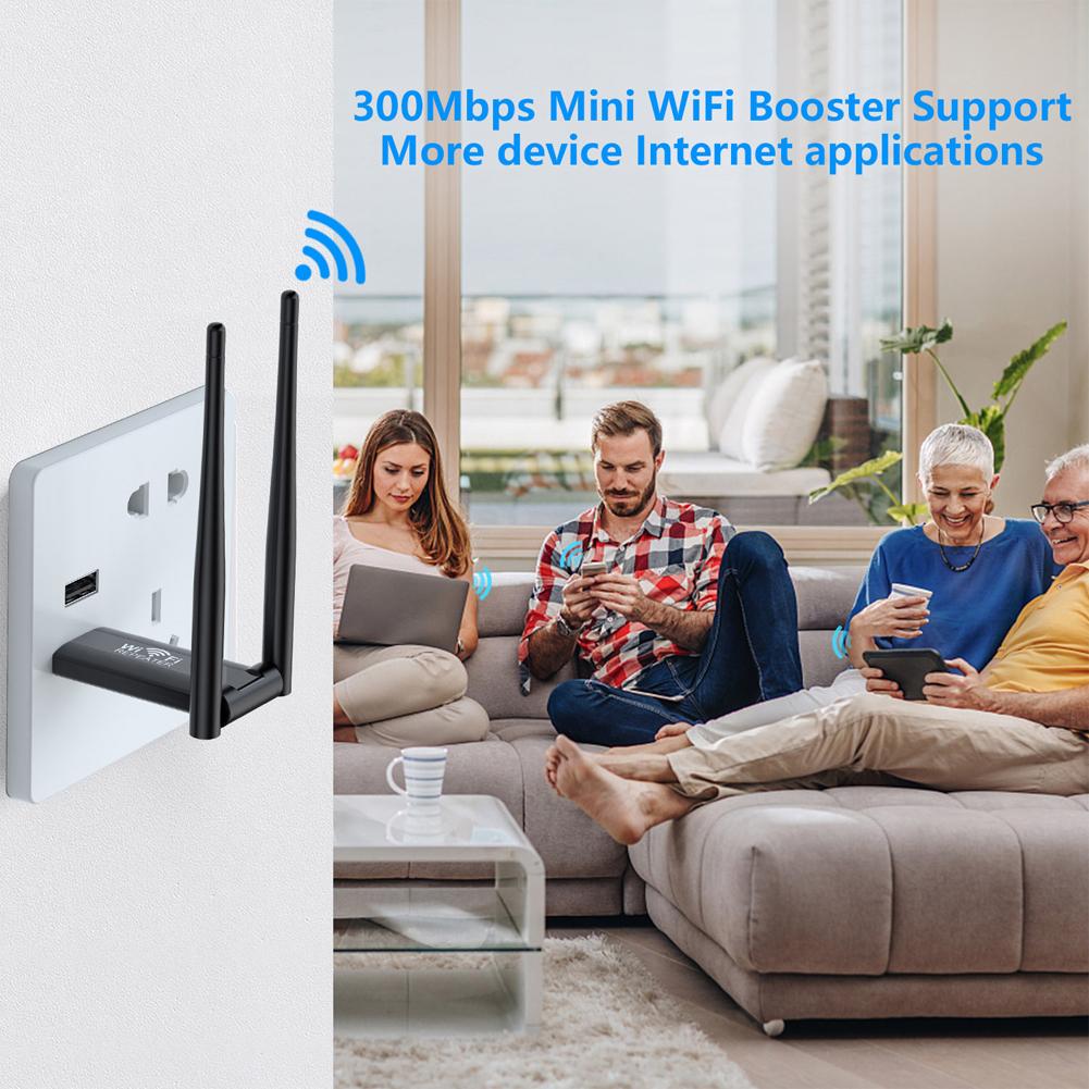 2.4G 300Mbps USB Wireless WiFi Repeater Extender WiFi Signal Amplifier Booster Long Range Wi-Fi Router Home Network Extension
