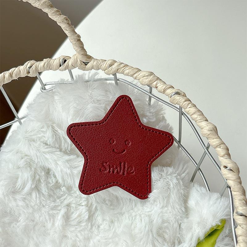 Solid Color Leather Pentagram Mobile Phone Airbag Bracket Pasted Portable Desktop Folding Ring Bracket Simple Internet Celebrity