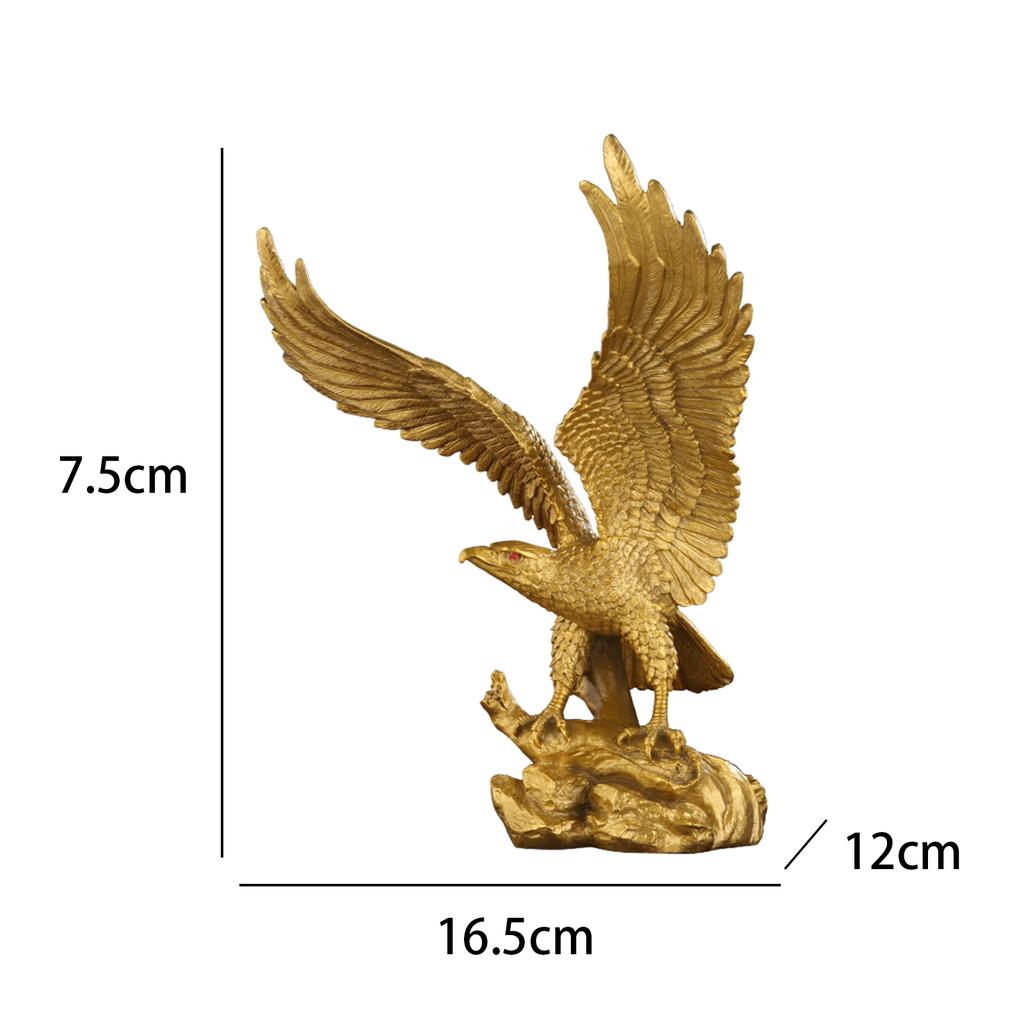Resin Eagle Figurine Desktop Statue Decor Animal Sculpture Decorative Handmade Golden Color for Libraries Retro Eagle Sculpture