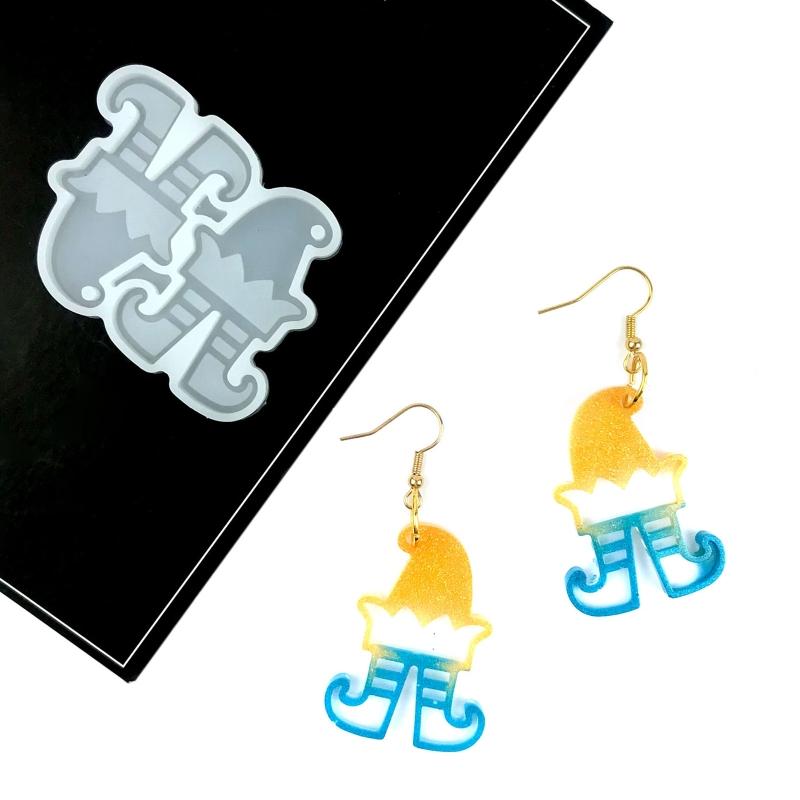 Christmas Elf Shape Pendant Earrings Silicone Mold Suitable for Epoxy Resin Diy Craft Charms Ornament Jewelry Making