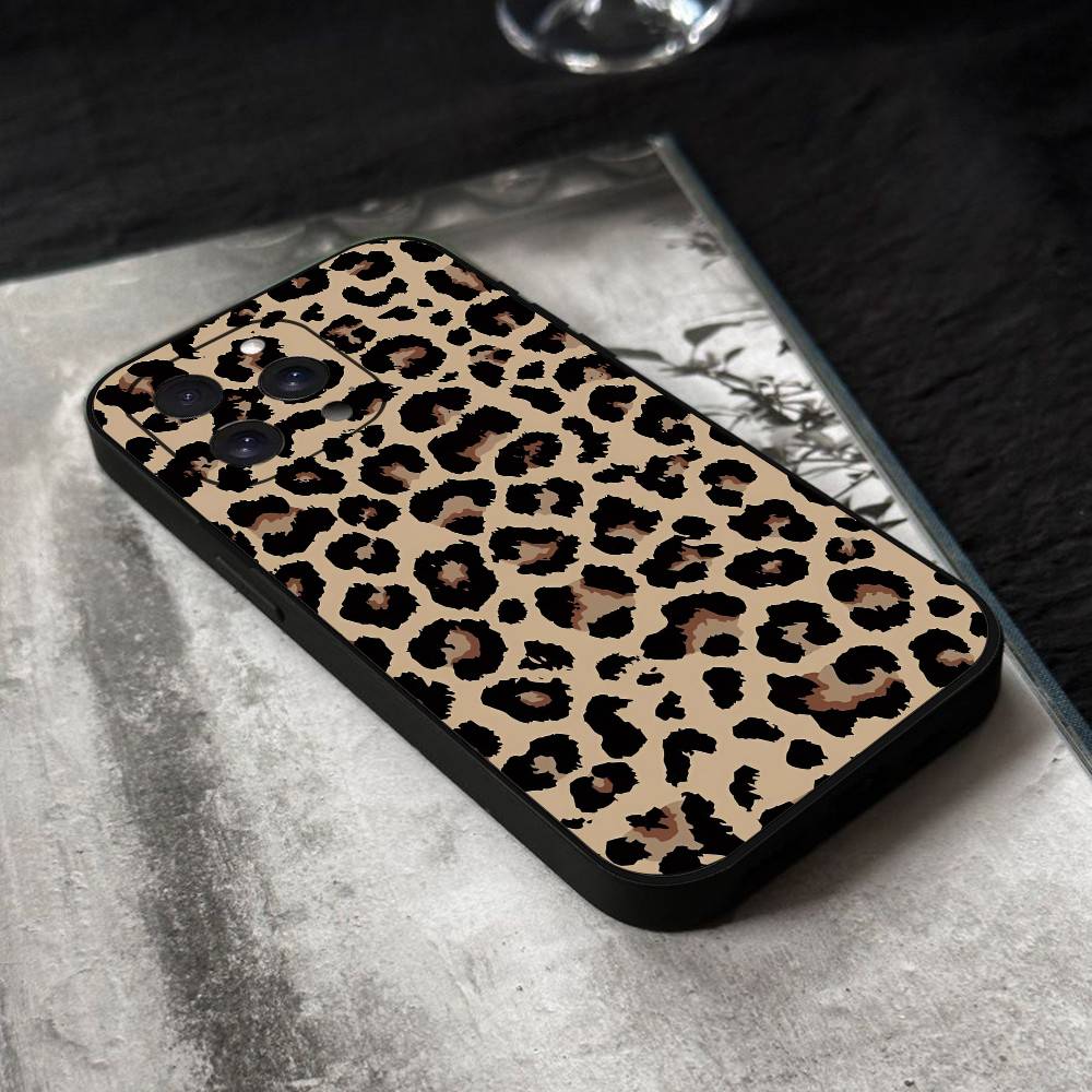 Leopard Phone Case Black Silicone Soft Shell For IPhone 17 16 15 14 13 12 11 Air Pro Max Plus Hot Sale