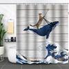 Waterproof Curtain With Mildewproof Shower Sea Wave Dinosaur Whale And Cat Print