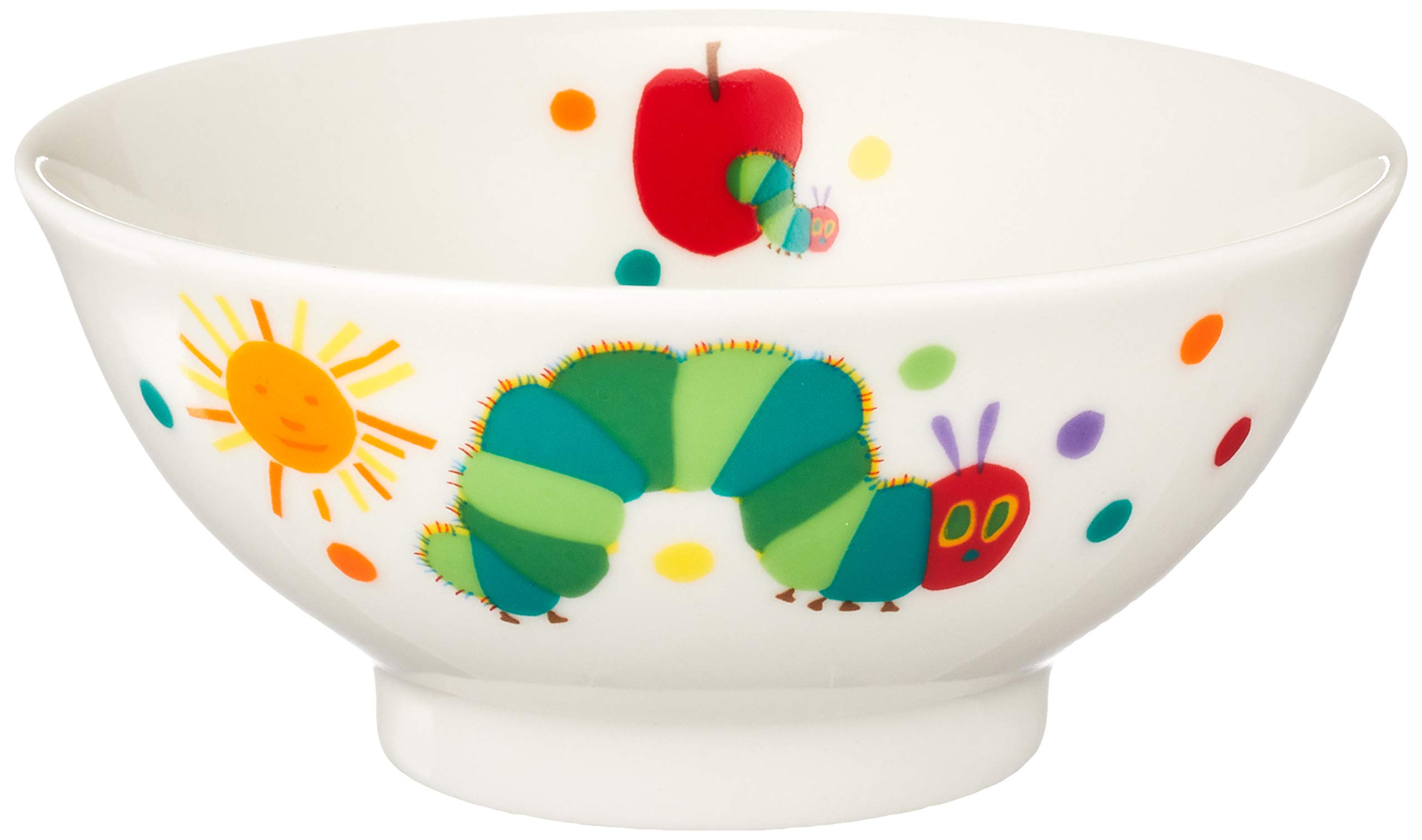 

Ippinsha Rice Made in Microwave and Dishwasher Very Hungry 807111 Children s Bowl, 10.5cm Diameter, Japan, Safe, White, The Caterpillar Design, белый