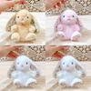 Rabbit Sitting Plush Keychain With Embroidered Flowers For Cute Collectible Gift