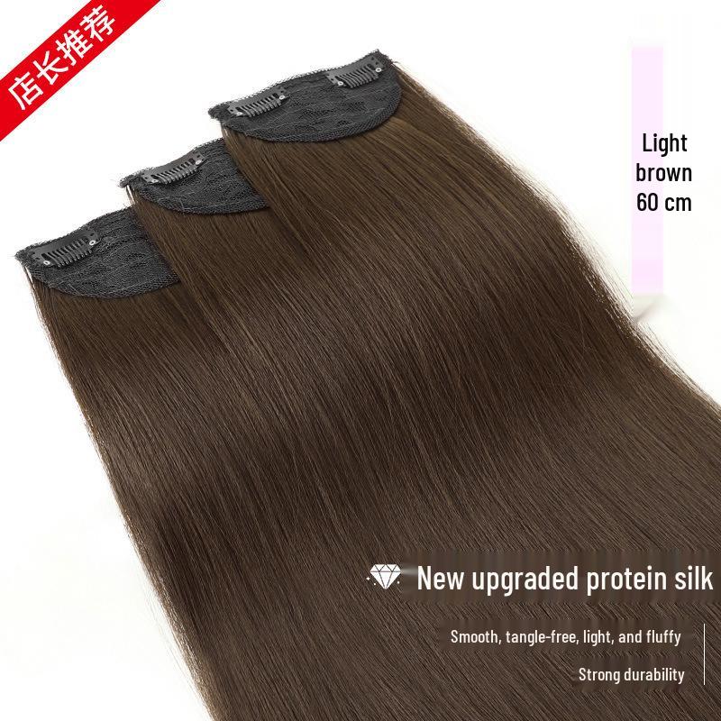 

Объемные натуральные невидимые трессы для наращивания волос - 3-х секционный длинный прямой женский парик