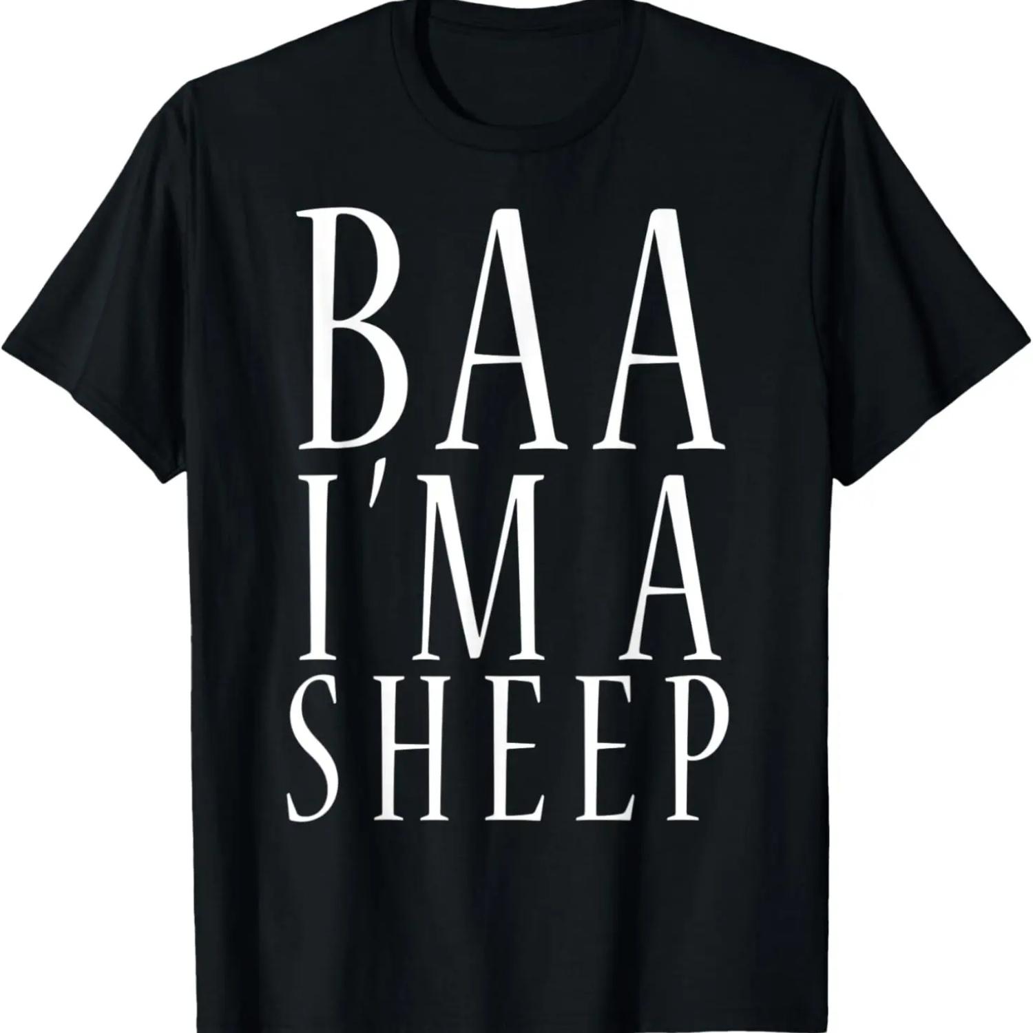 Funny Baa I m A Sheep T-Shirt DIY lazy Costume Gift Shirt S чёрный
