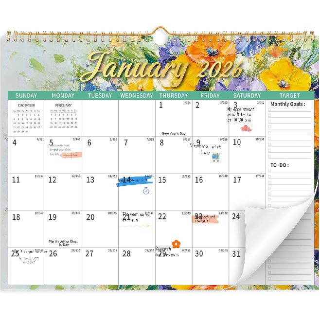 Wall Calendar 2026-2027, 18 Month Large Desk Calendar from January 2026 To June 2027 14.5" X 11.8" Monthly Calendar with Twin-Wire Binding for Home