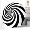 Automatic Folding Umbrella with Black and White Spiral Design, 8-Rib Auto Open/Close, Portable Compact Foldable Umbrella with