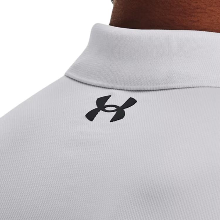 Under Armour Solid Color Printed Long Sleeve Polo Shirt Men Tops White 1379728-100