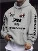 racing team front sleeve same print hooded sweater loose shoulder men and women