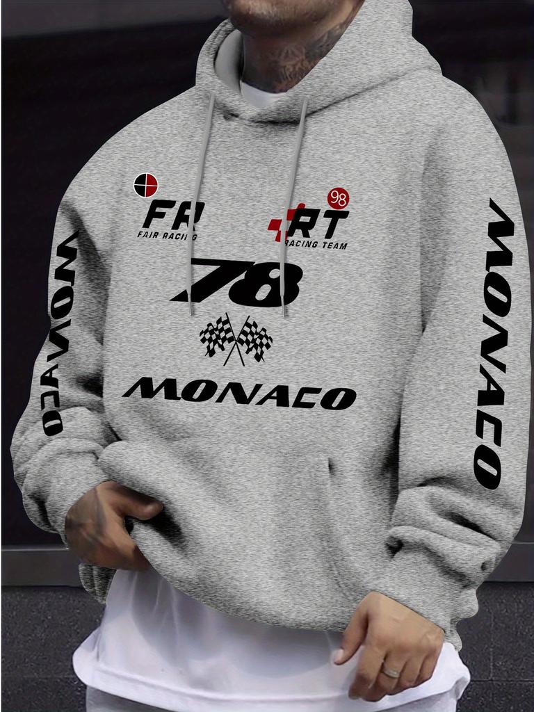 racing team front sleeve same print hooded sweater loose shoulder men and women