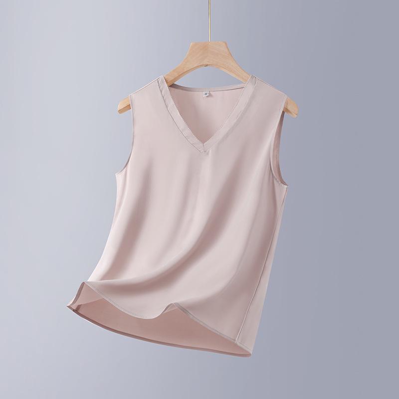 

2026 Spring Women s Slimming Satin V-Neck Base Layer Vest L 98-106 Jin абрикосовый/кремовый