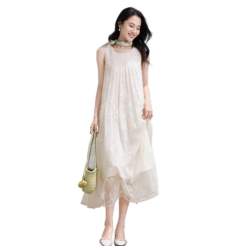 Xiangying Sleeveless Pleated Tassel Vest Dress XL