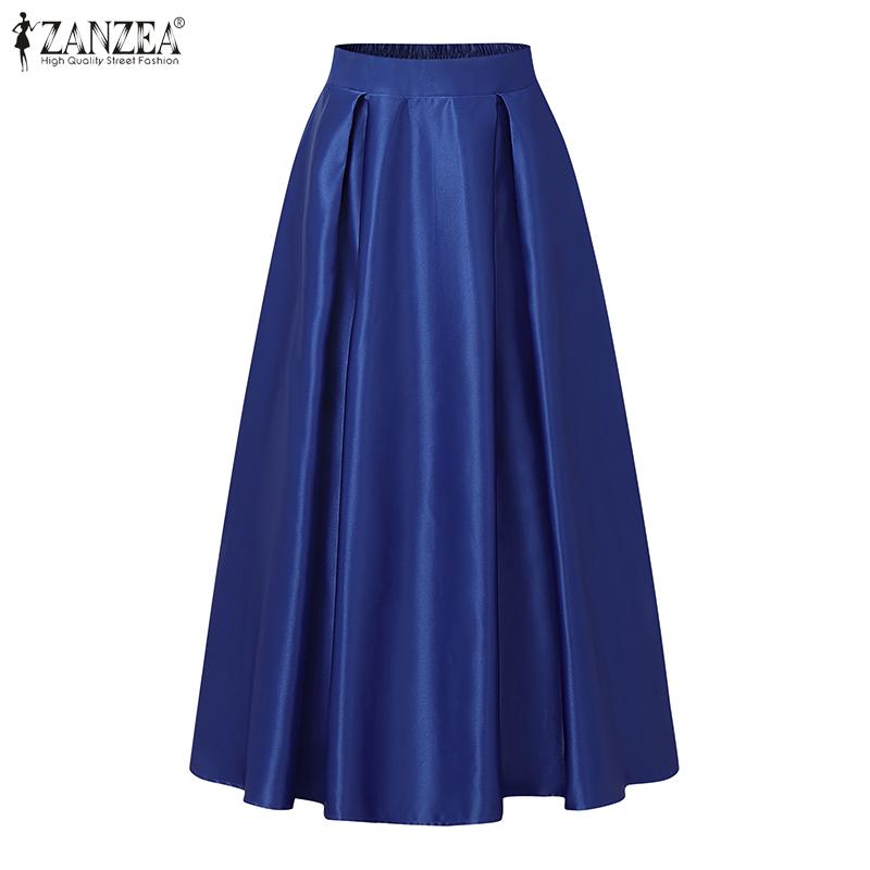 ZANZEA Fuste lungi cu linie A, lejer, cu talie elastică