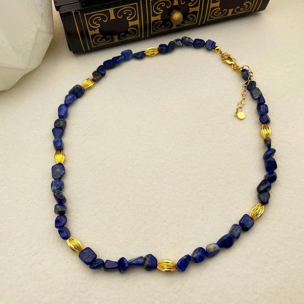 Retro Lapis Lazuli Beaded Women's Choker Necklace