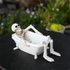 Halloween Decoration Skull Planter Bathtub Resin Crafted Plant Container For Home Office Or Garden
