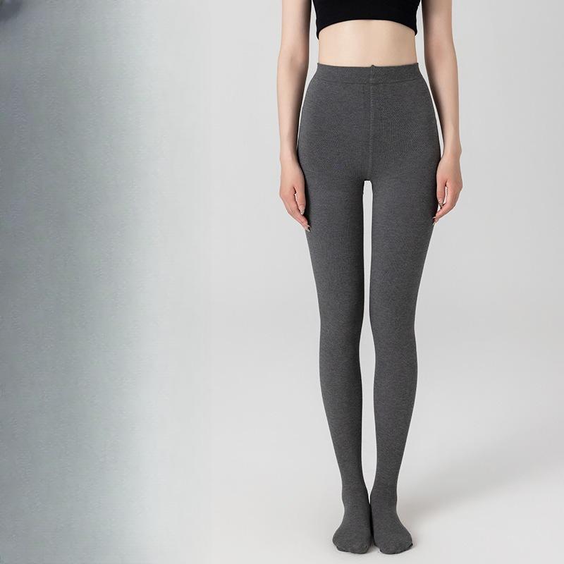Autumn Winter Women's Black Slimming Pantyhose Low Waist Fleece Lined Thickened Leggings Outer Wear Warm Tights