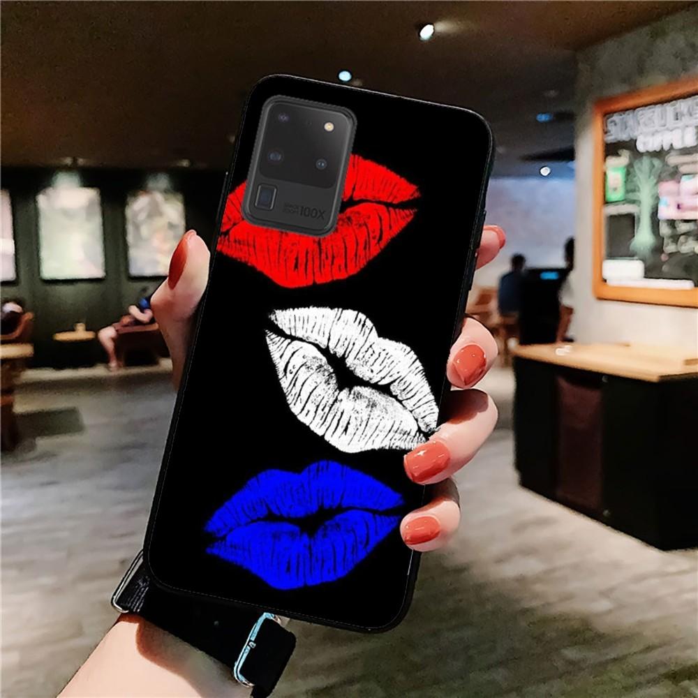 Sexy Girl red Lips Kiss Phone Case For Samsung S 9 10 20 21 22 23 30 23 24 plus lite Ultra FE S10lite Fundas
