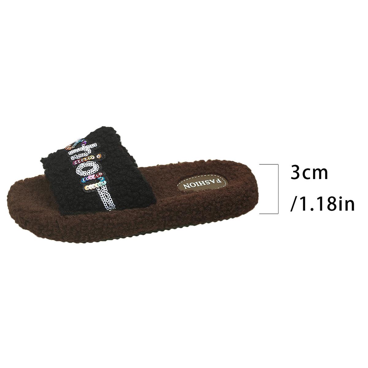 

Fashion 2025 Fashion New Round Toe Shallow Mouth Cute Warm Cotton-drag Winter Light Open Toe Plus Velvet Casual Flat Slippers for Women 36-37 чёрный