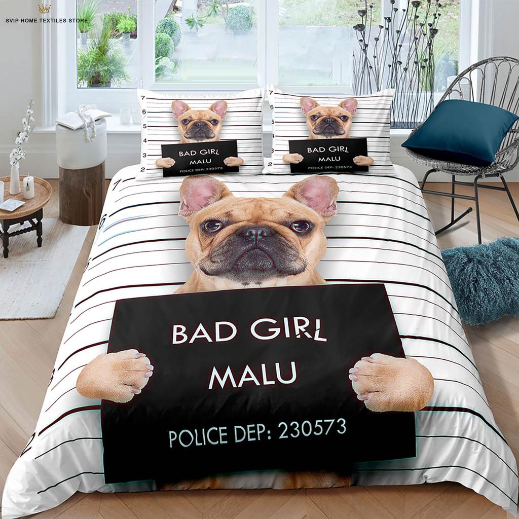 Cute and Fun Dog 3d Printed Duvet Cover Duvet Cover Pillowcase 3-piece Set 100% Polyester Machine Wash