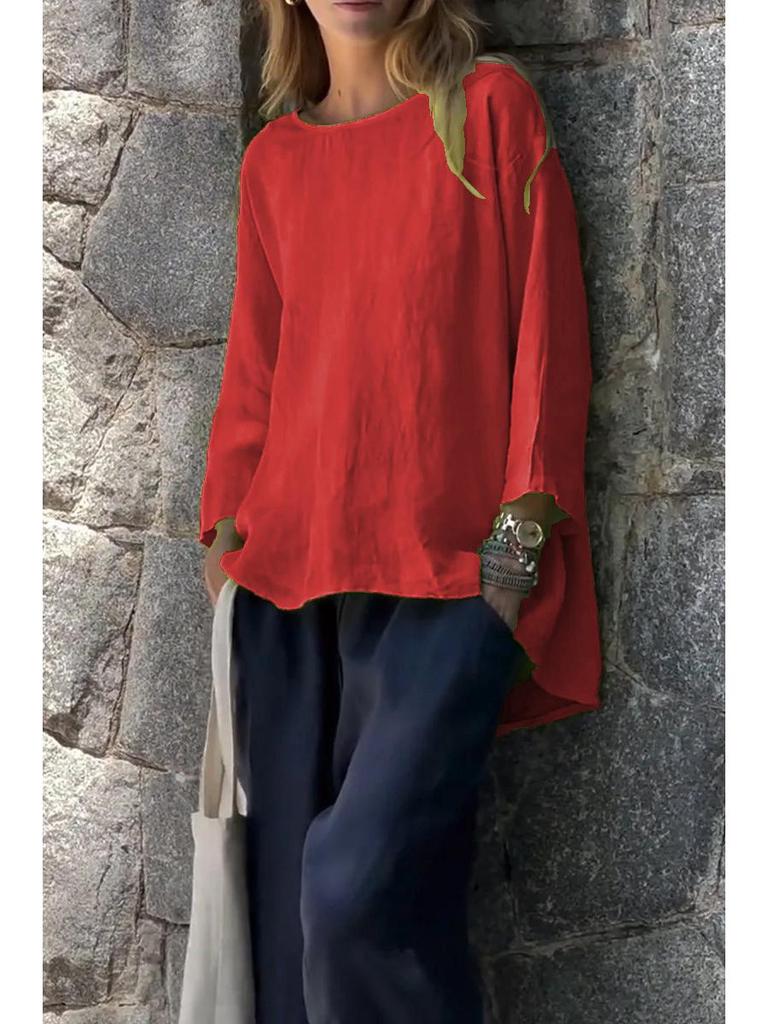 Women's 2025 Nine-Sleeve Cotton Linen Loose Top