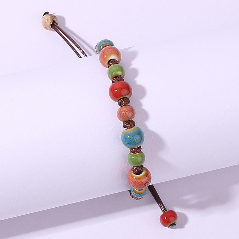 Ethnic Colorful Ceramic Beads Hand Woven Bracelet For Women Accessories
