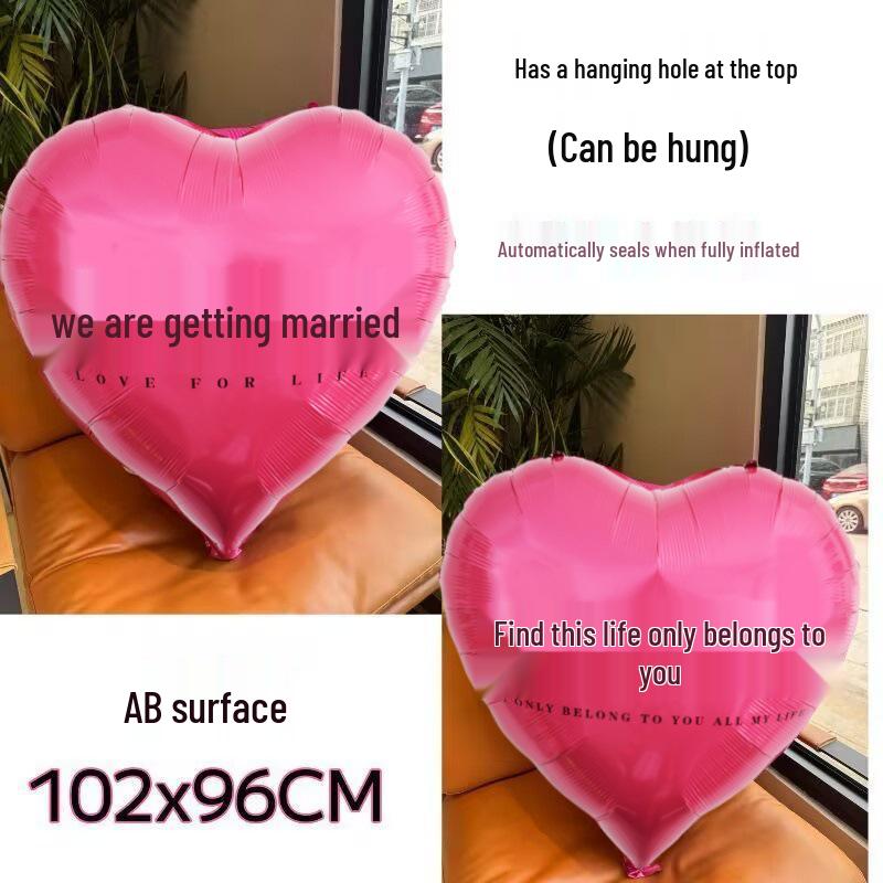 Qixi Valentine's Day Romantic Pink Heart & Star Balloons for Weddings & Birthdays