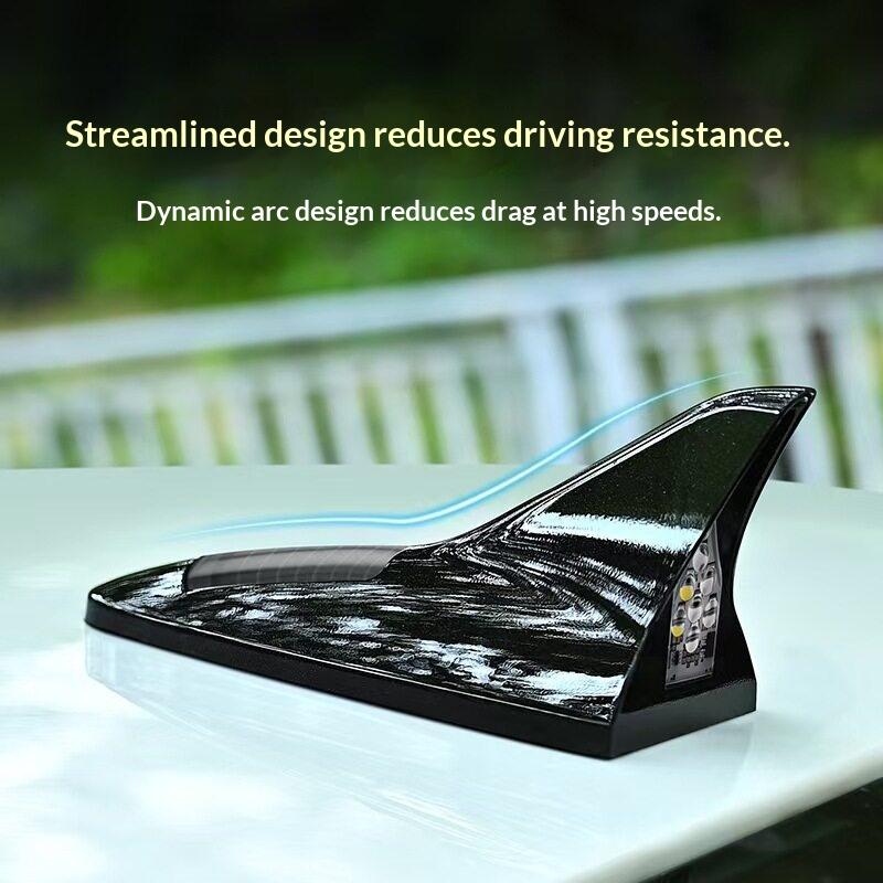 Solar Powered Car Shark Fin Anti Collision Warning Light 8 LED Flashing Waterproof Auto Safety Strobe Roof Decorative Light