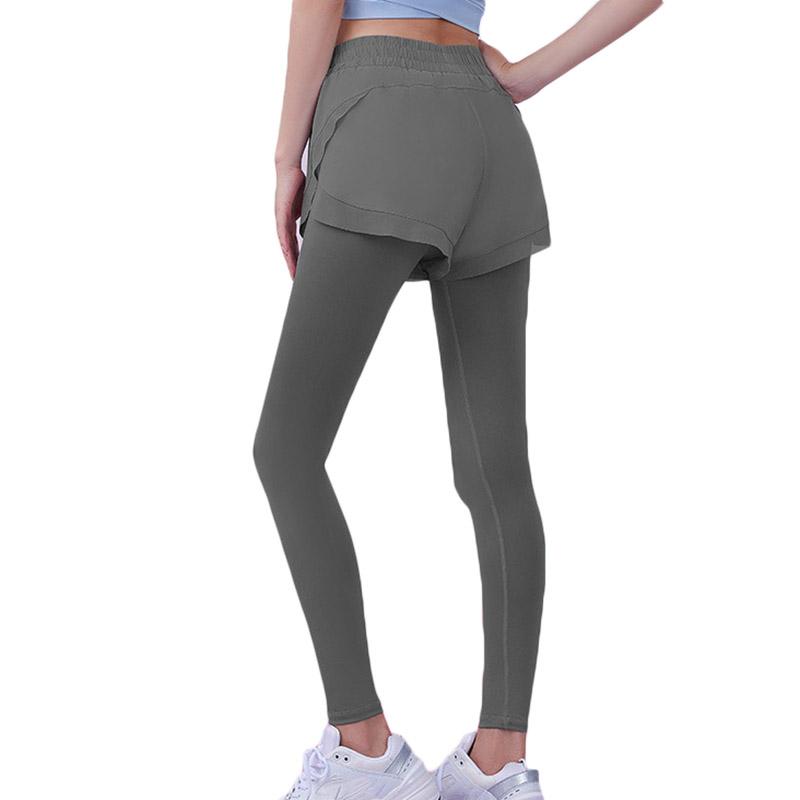 Leggings de yoga falși cu talie înaltă pentru femei, 2 bucăți, pentru fitness, subțire, pentru ridicarea fundului, pantaloni de yoga pentru sport, elastic, îmbrăcăminte strânsă