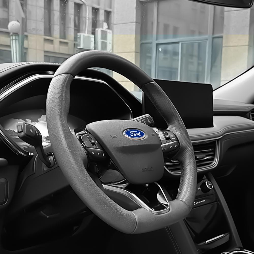 Car Steering Wheel Ring Trim Cover Sticker Interior Decoration For Ford Mustang Focus 2 3 4 Mondeo Fiesta Ecosport Kuga Fusion CVW1