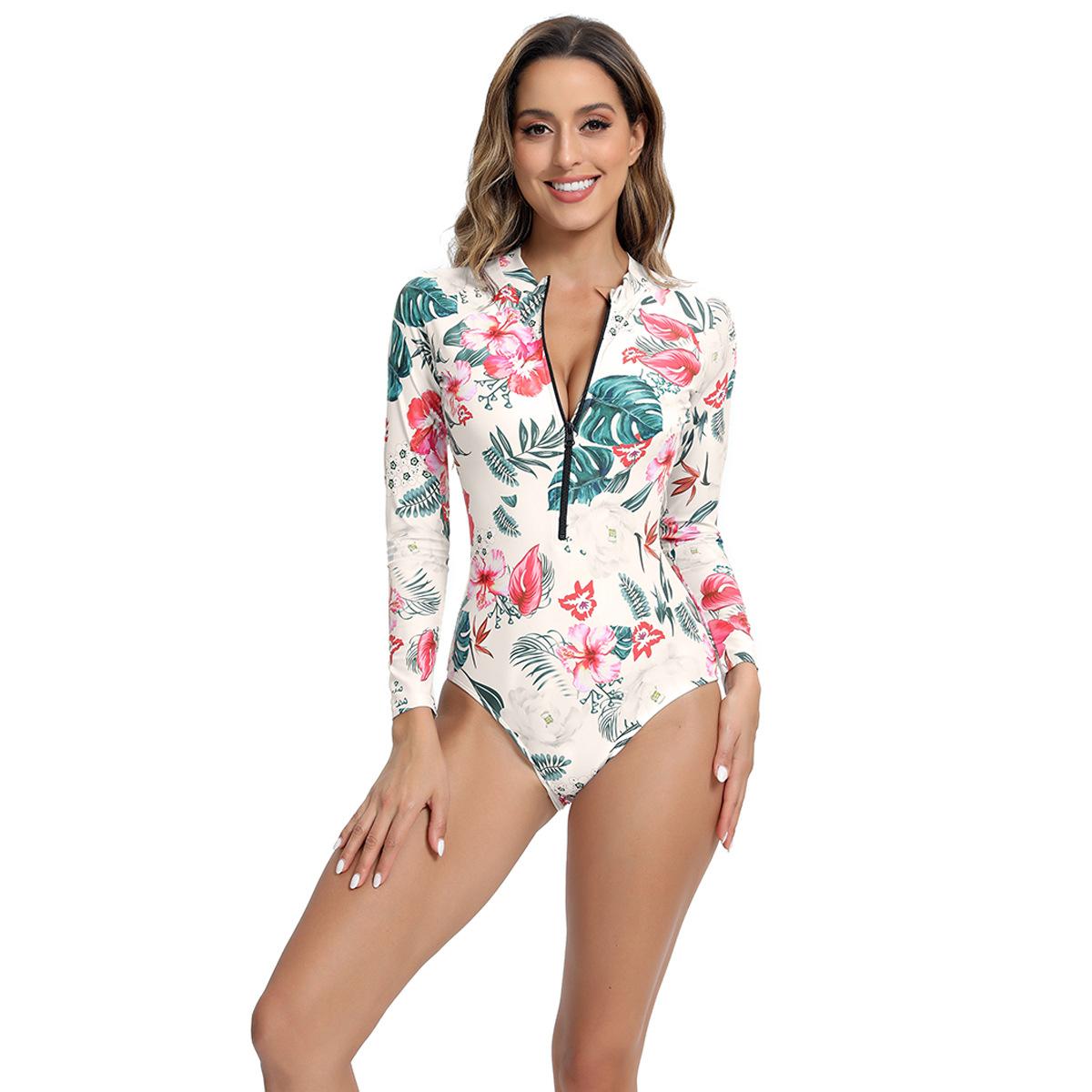 

European and American one-piece swimsuit, sexy slim-fitting long-sleeved sunscreen, bikini fashion swimsuit S