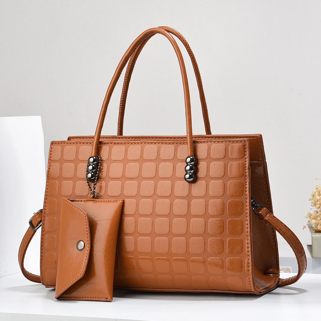 Elegant Pu Leather Tote Bag With Trendy Plaid Design Ideal For Everyday Outfits In Multiple Colors