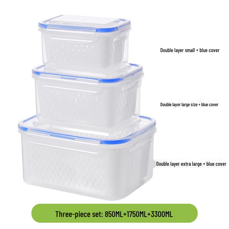 FCM-Certified Refrigerator Drainer Sealing Box with Lid for Fresh-Keeping Vegetables and Fruits