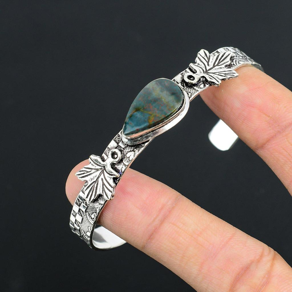 Halloween Sale Bloodstone Gemstone 925 Silver Root Chakra Wife Bangle Jewelry