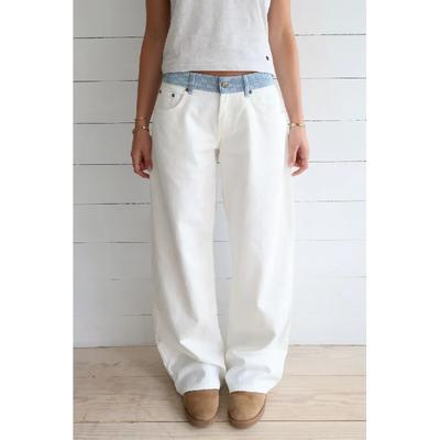 2026 Spring/Summer New Straight-Leg Patchwork Casual Pants Elegant Women's Simple Jeans