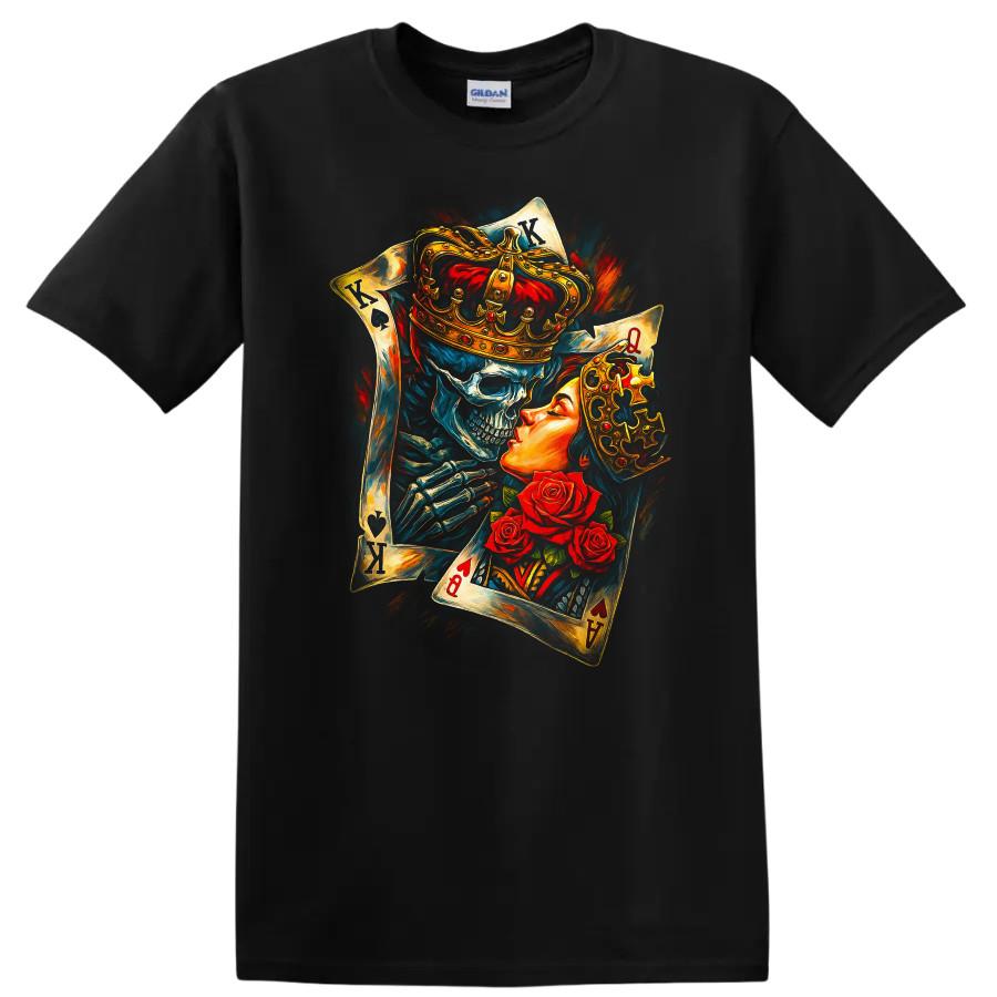 Skull Queen Playing Cards Roses Dark Urban Streetwear T Shirt W/ Tee