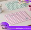 Waterproof Heat-Insulating Leather Table Mat and Coaster Set - Oil-Proof Korean Style Plaid Design