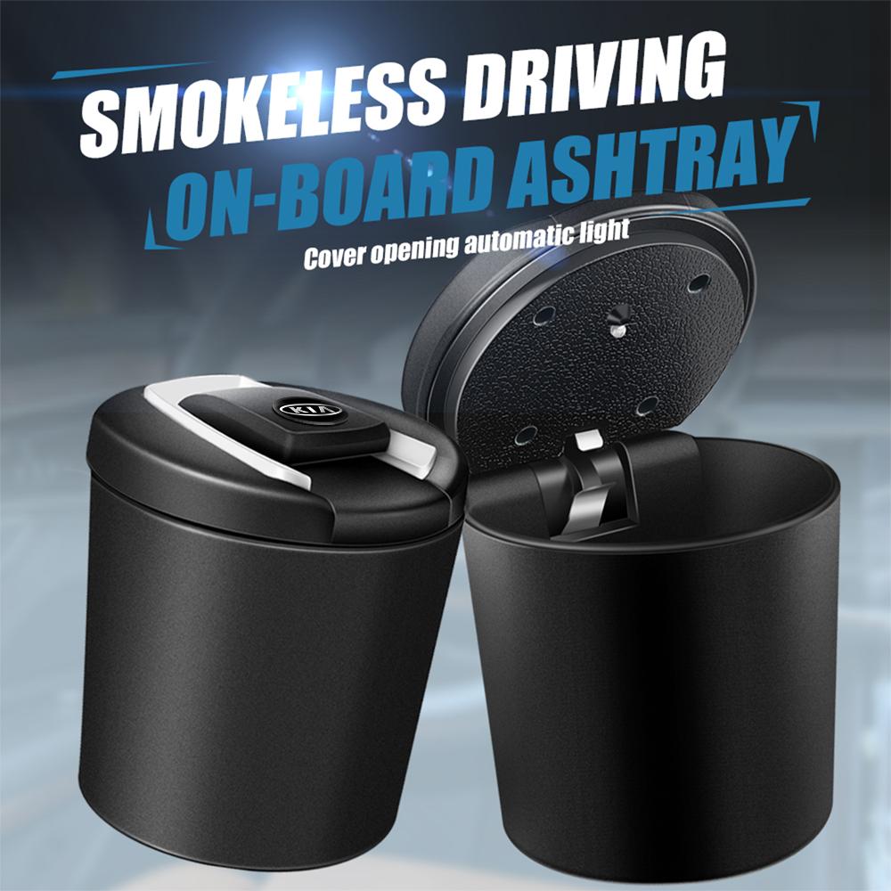 Car LED Ashtray Garbage Coin Storage Cup Container Cigar Ash Tray For KIA Ceed Forte K9 Optoma Picanto Rio Sorento Soul SportageSL2