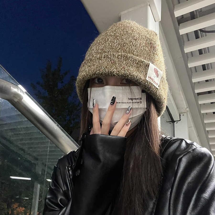 Autumn and Winter Hats for Women Solid Color Knitted Wool Hats Fashionable and Versatile Bag Head Hat Showing Face Small Warm Cold Hat