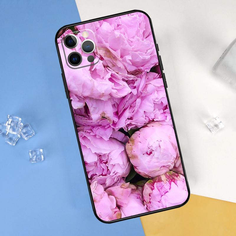 Peonies Beautiful Flower Phone Case For iPhone 16 Pro Max 16e 12 13 Mini 11 14 15 Pro Max XR 15 16 Plus Cover Shell