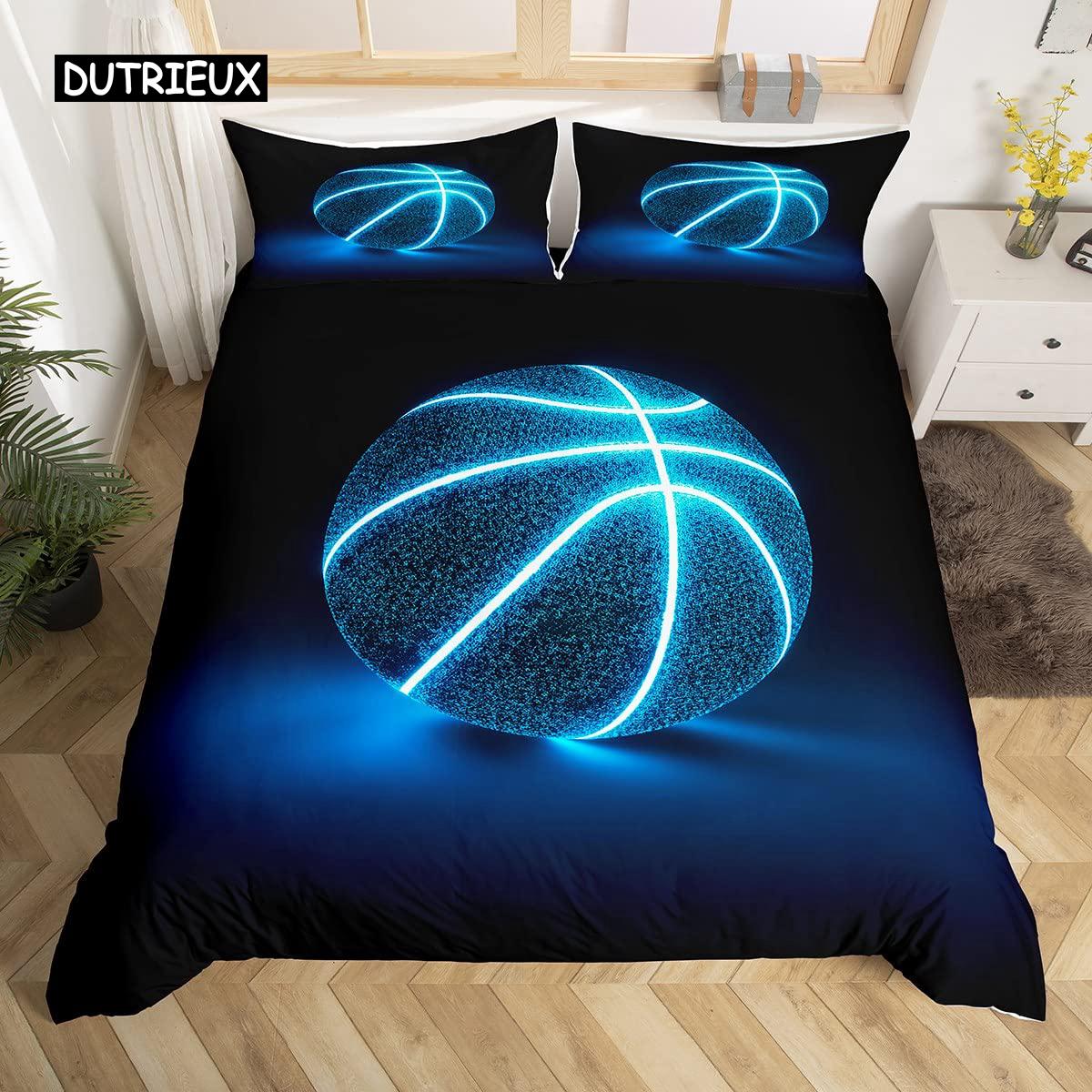 Basketbal Dekbedovertrek Set Sport Thema Beddengoed Set voor Jongens Tieners Mannen met Gemotiveerd Geen Fouten Patroon Zachte Dekbedovertrek 150x200cm 3pcs
