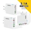 6-in-1 Multi-Port Charger: 3-Socket & 3-USB, 5V/3.1A, 160W, EU/US/UK Plug Adapter