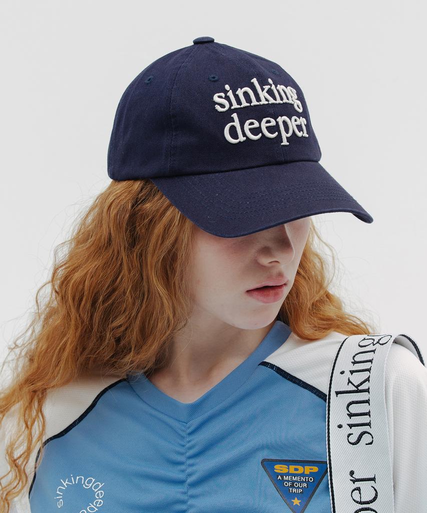 SINKINGDEEPER Serif Logo Ball Cap (Navy)