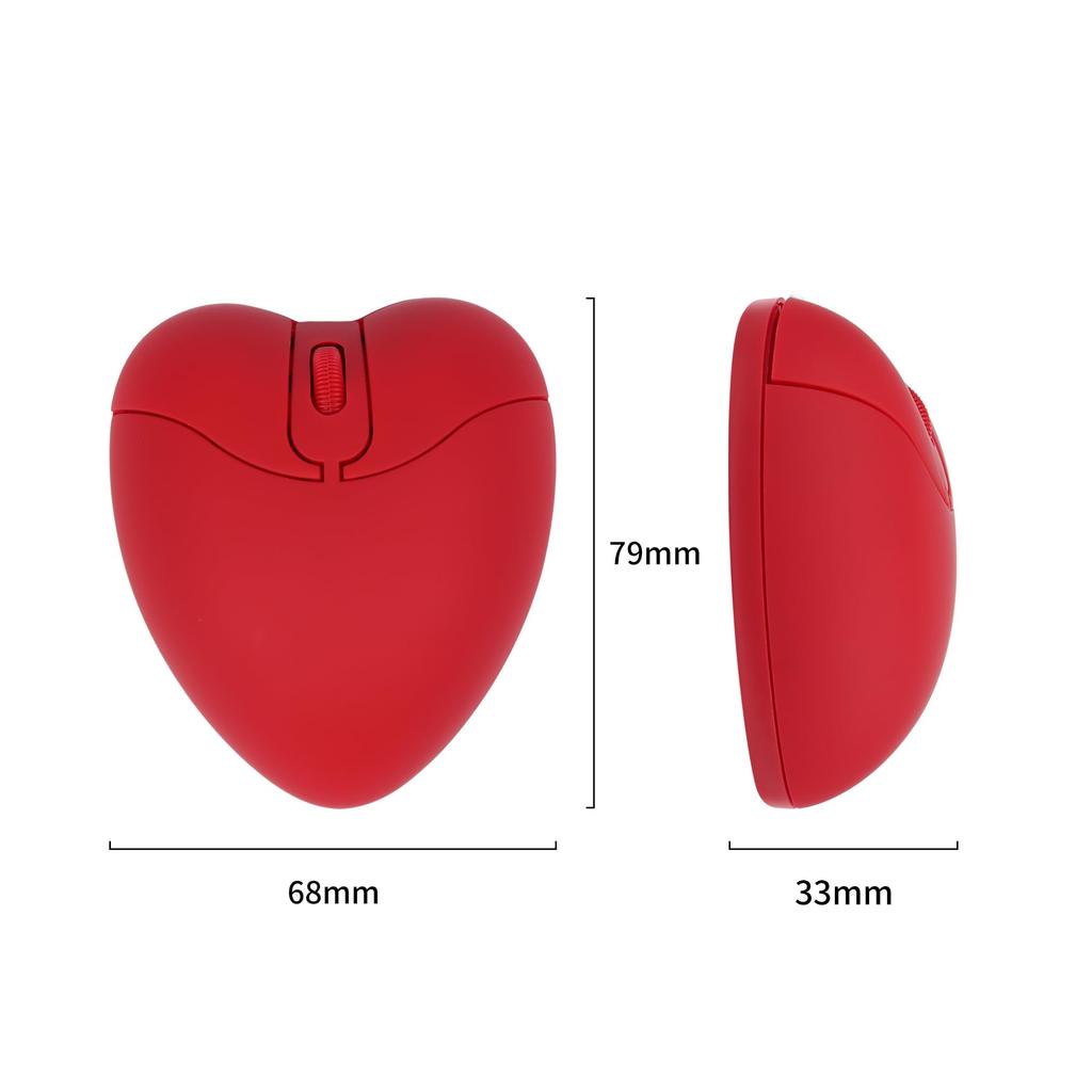 Niedliche Kabellose Bluetooth Leise Dual Bluetooth Kompatibel mit und Geschenk für Kinder und Rote Herzförmige Maus, Design, Batteriebetrieben, Leicht,