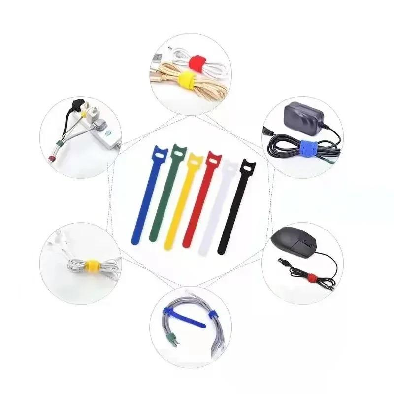 10pcs Adjustable Cable Management Strap Cable Organizer Desk Wire Winder Cable Tie Data Line Protection Storage Gadget 12*150mm