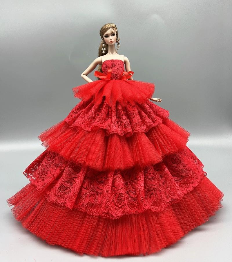 Princess Doll Sequined Luxury Tutu Dress 1/6 Size Bridal Formal Wear Candy Color Wedding Clothing for 29CM Dolls