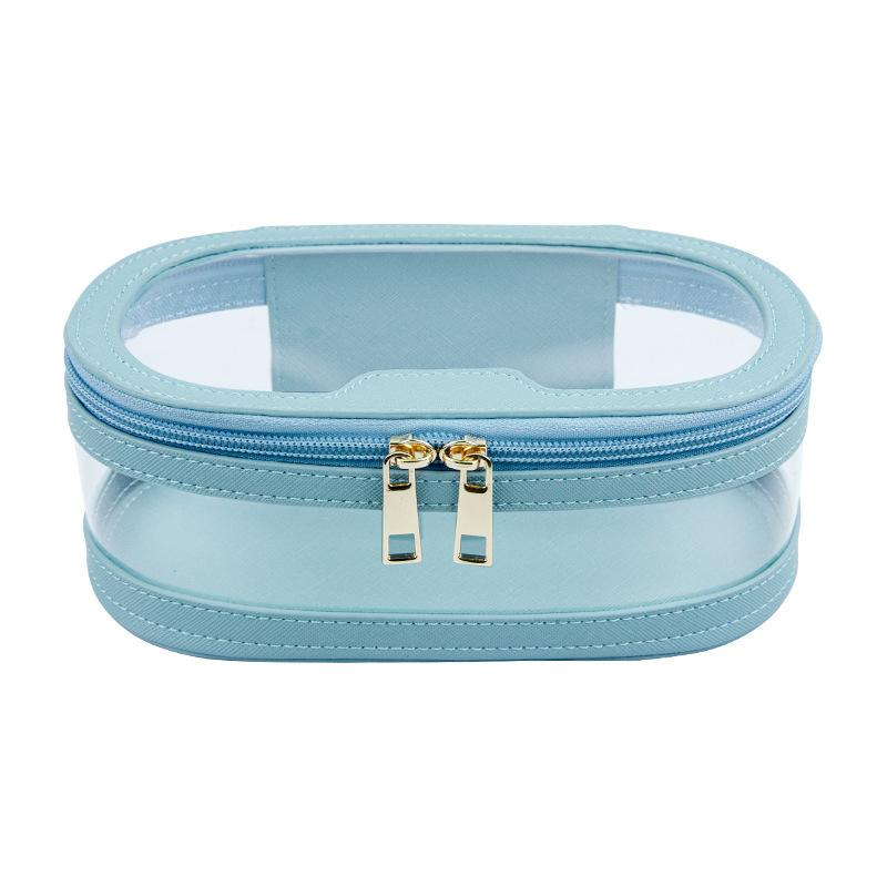 Makeup Bag Woman PU Leather Cosmetic Bags Large Capacity Transparent Washroom Bag Portable Travel Waterproof Mmakeup Box Storage Bag