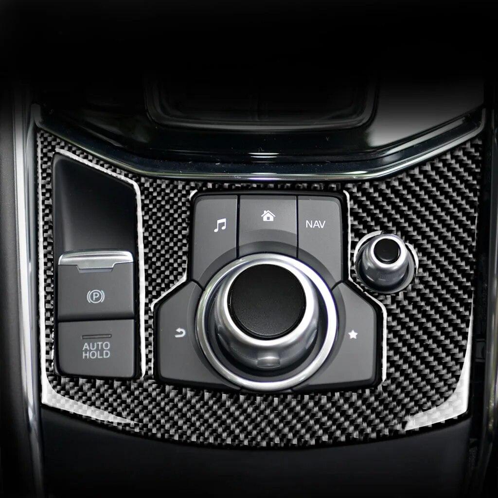 Carbon Fiber Interior For Mazda CX-5 CX5 2017 2018 Electronic Handbrake Knob Button Panel Cover Trim Sticker Accessoire Voiture